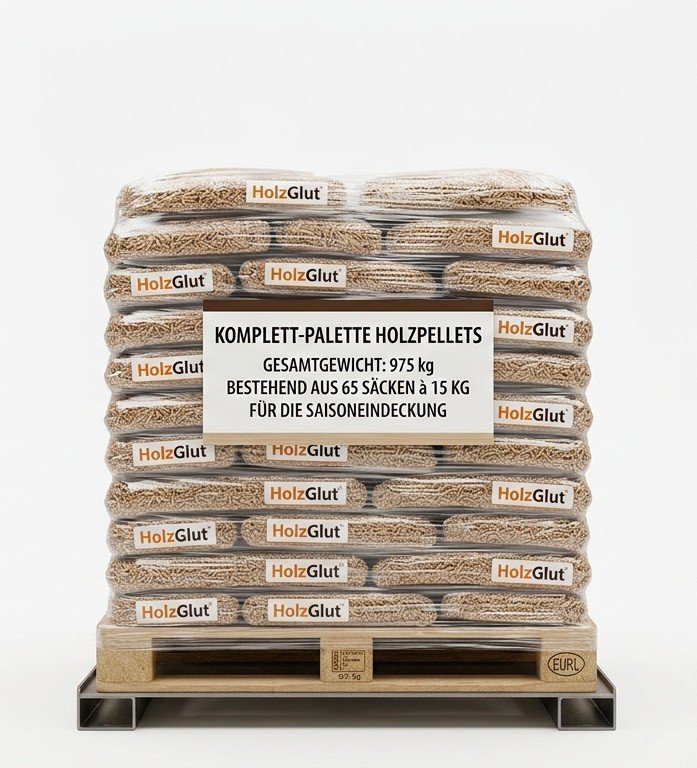 Holzpellets, Palette 975 kg (65 x 15 kg)